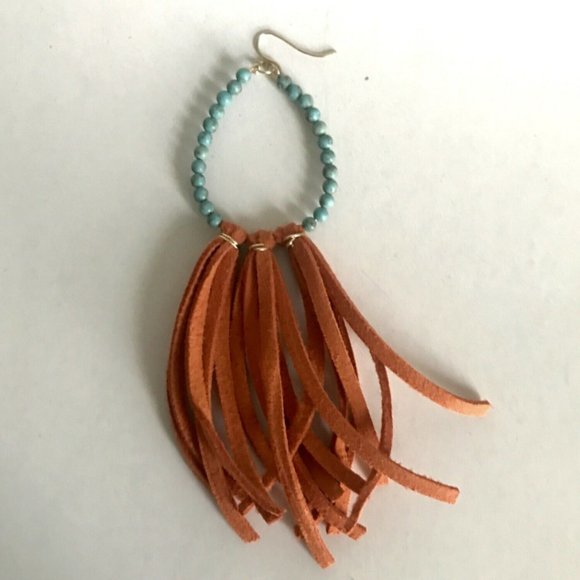 Killamerch Handmade Stone Drop Leather Earrings - Picture 2 of 6